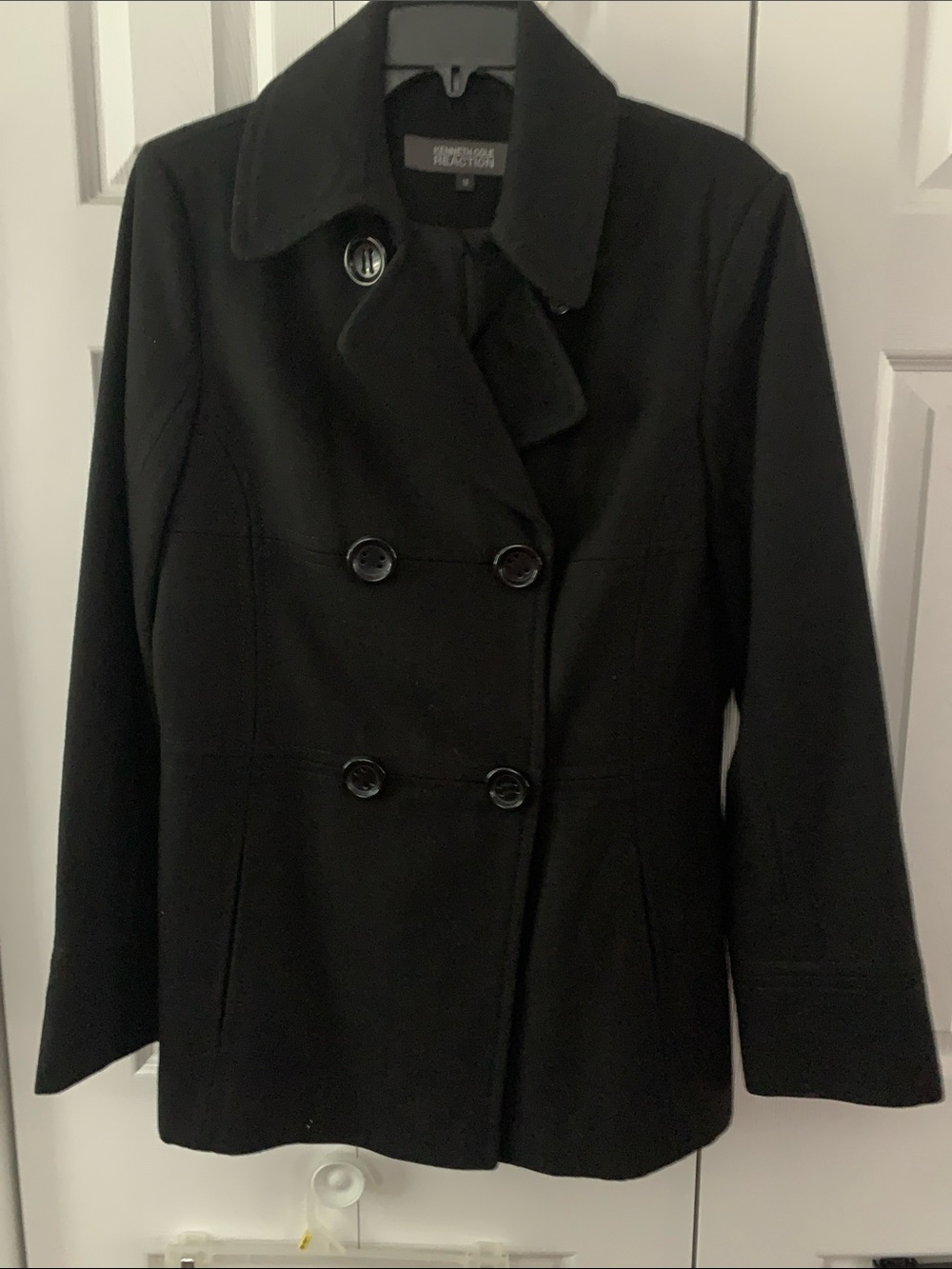 Kenneth Cole Women's Black Double-Breasted Peacoat